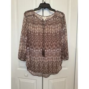 Women's L Brown Sheer St John's Bay Blouse